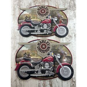 Vintage Harley Davidson‎ Wooden/Cork Sign - No Hanging Hardware Set Of Two (2)